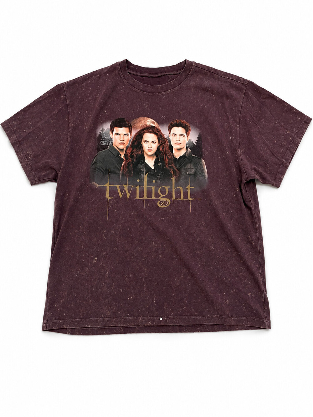 Twilight Saga Movie Graphic T-Shirt Women's Small S Mineral Wash Maroon